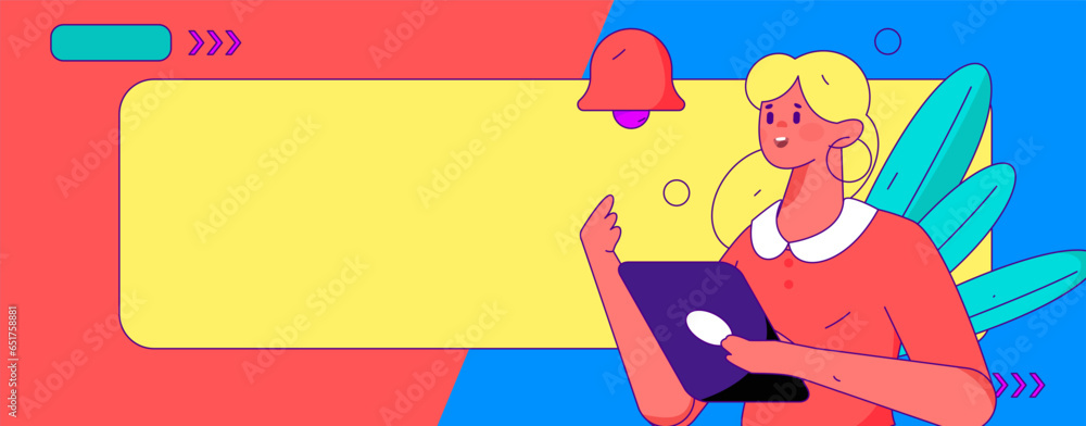 Notification announcement vector creative flat hand drawn illustration Notification announcement vector creative flat hand drawn illustration