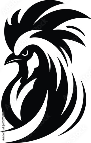 rooster Logo Monochrome Design Style