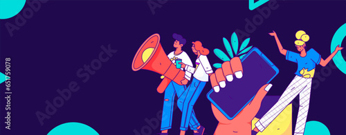 Notification announcement vector creative flat hand drawn illustration