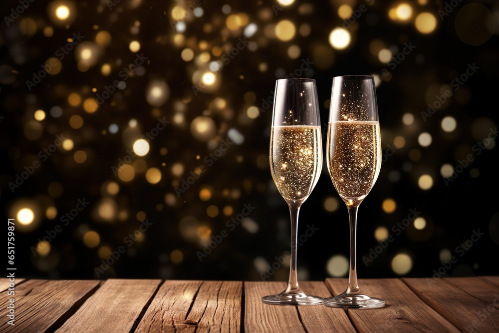 煌びやかな背景とシャンパングラス02