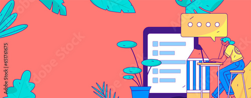Invite friends to conduct questionnaire flat vector concept operation hand drawn illustration