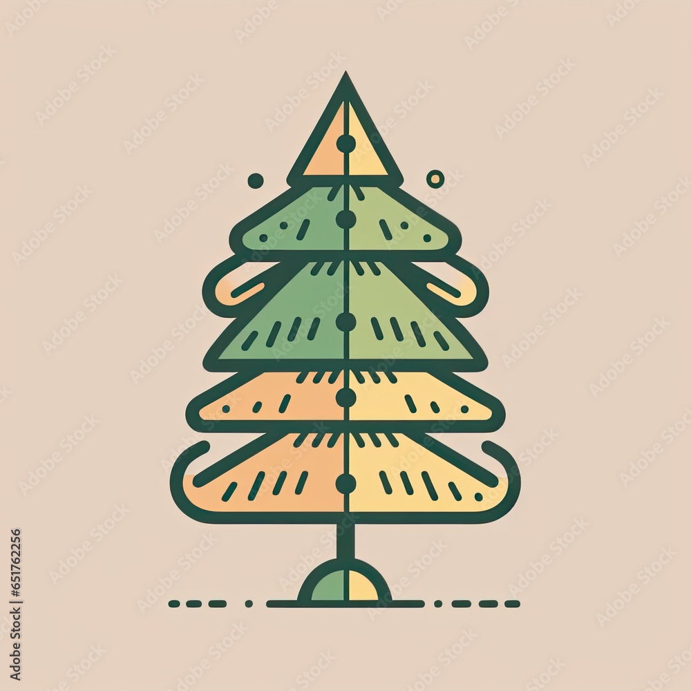 Simple vector drawing of a decorated christmas tree, minimalist icon