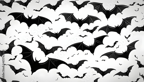 Spooky black halloween bats white background silhouette orange bats bats flying on a white background