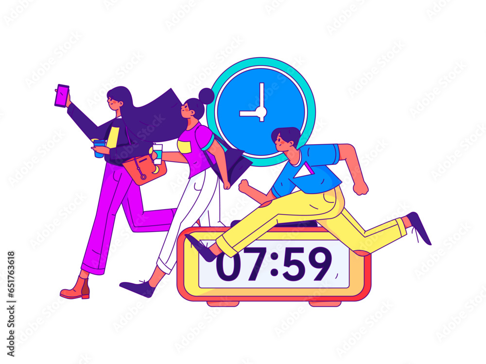 People exercising healthy running vector internet operation illustration