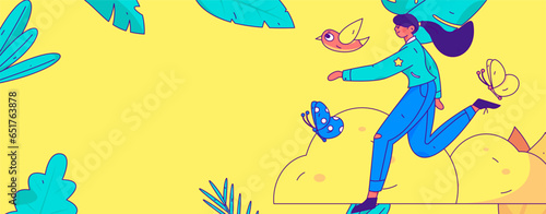 People exercising healthy running vector internet operation illustration