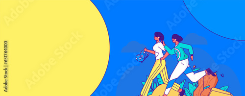 People exercising healthy running vector internet operation illustration