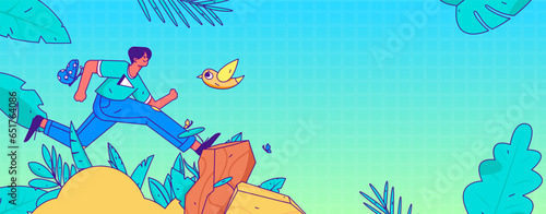 People exercising healthy running vector internet operation illustration