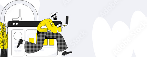 People exercising healthy running vector internet operation illustration