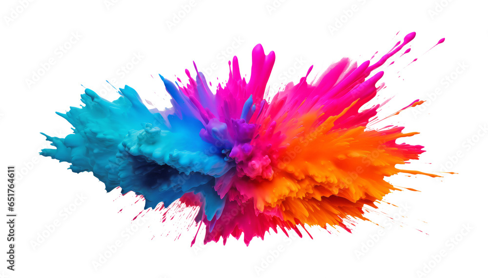 colorful splashes isolated on transparent background cutout