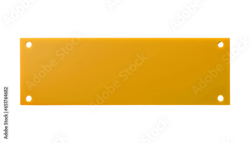 yellow metal plate isolated on transparent background cutout