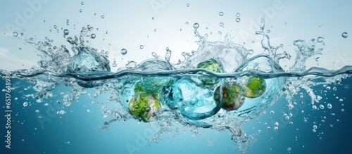 Earth floating in water isolated environmental concept