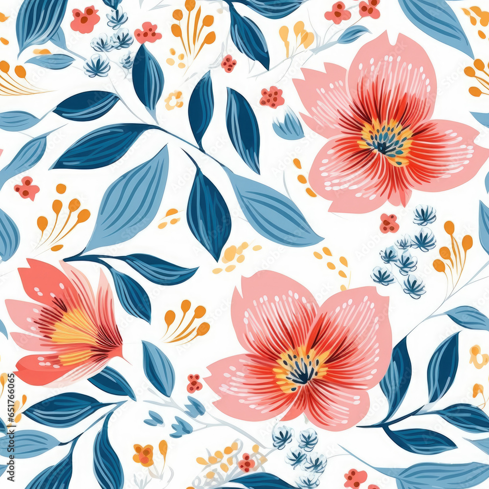 Natural illustration floral pattern insanely details AI Generated