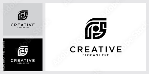 FS or SF initial letter logo design vector