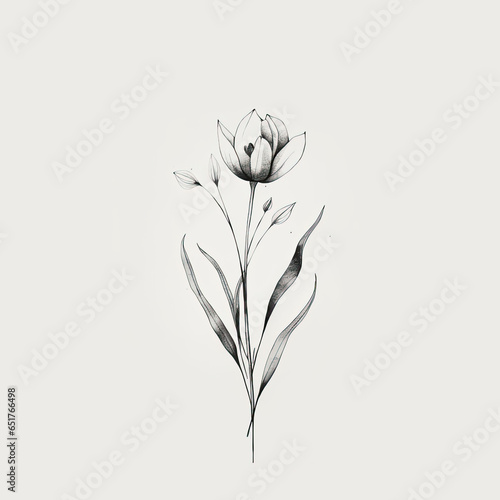 Minimalist flower line art on white background  AI Generated