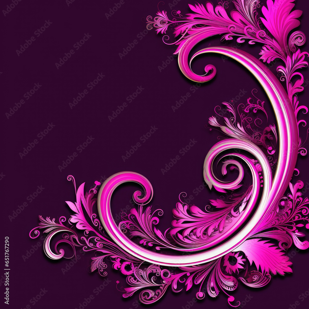 Magenta elaborate filigree corner borders white Background, AI Generated Magenta elaborate filigree corner borders white Background, AI Generated