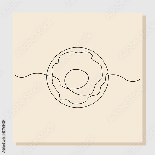 continuous single one line drawing of sweet tasty donut. vector illustration