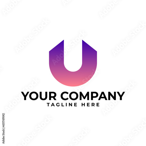Free Download U sign logo with simple modern gradient style color - GFXLoad