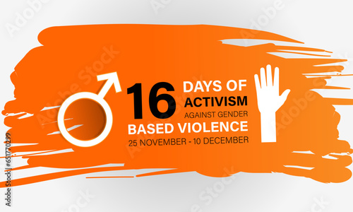 16 Days of Activism Against Gender-Based Violence.  November 25 to December 10 .Background, banner, card, poster, template. Vector illustration.