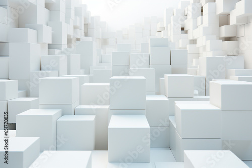 Bright White 3d Blank Block Box