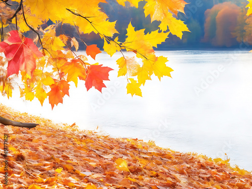 Thanksgiving autumn background with colorful autumn Ai generated