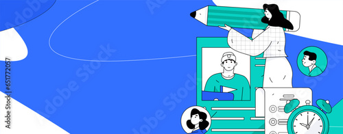 Personnel doing job interview flat vector concept operation hand drawn illustration