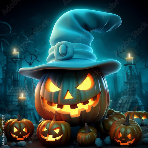 Halloween Night Witch Pumpkin Illustration