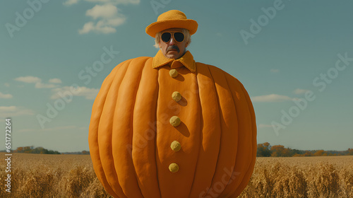 man wearing pumpkin suit 