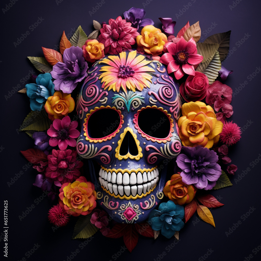 Day of the Dead skull, traditional Mexican celebration in the month of November and also Latin American