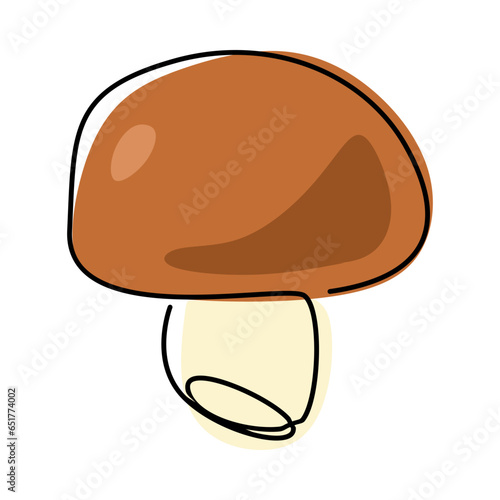 mushroom in one continuous single line drawing style. graphic vector.