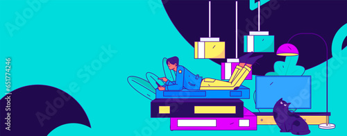 Home indoor character scene flat vector concept operation hand drawn illustration