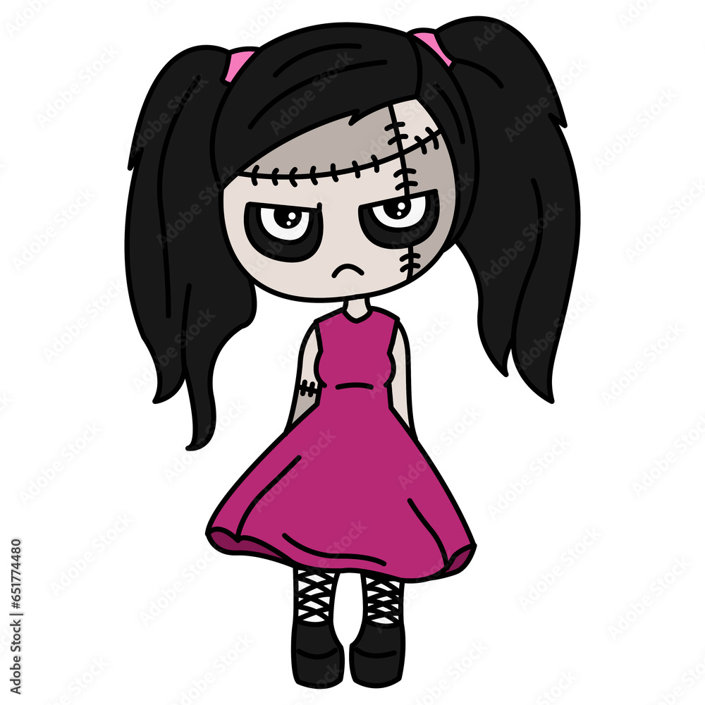 Fototapeta premium Cute halloween style girl character avatar design for decoration