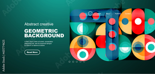 Simple circles and round elements pattern. Minimalist design geometric landing page. Creative concept for business, technology, science or print design