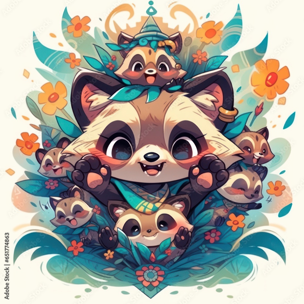 heartwarming image of a mischievous raccoon japanese cute manga style heartwarming image of a mischievous raccoon japanese cute manga style