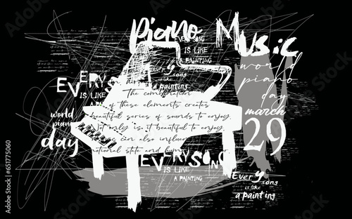 Wall Mural Painted with brush strokes piano,image of a music in the style graffiti, image of a piano of graffiti, street art graffiti vector for graphic t shirt