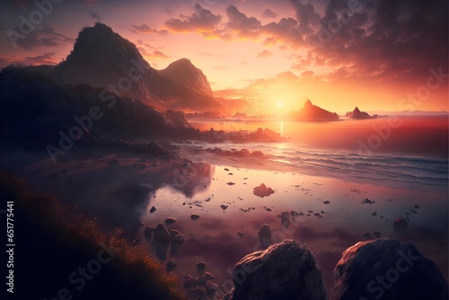 landscape sea sunset 8k realistic bright 