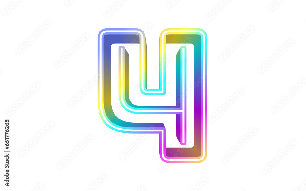 Rainbow font number 4 FOUR 3D Rainbow font number 4 FOUR 3D