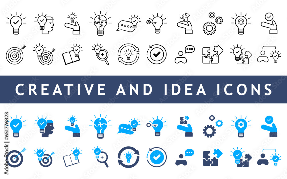 Creative and idea icon set. Creative and idea icon set.