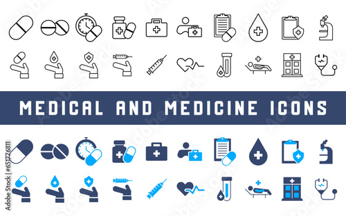 Medical, Medicine and Health icon set.
