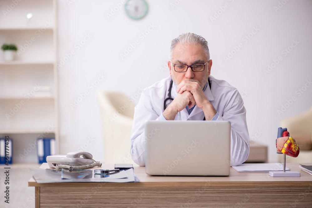 Old male doctor in telemedicine concept Old male doctor in telemedicine concept