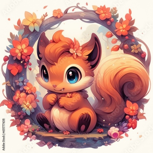 captivating depiction of a cheerful squirrel japanese cute manga style