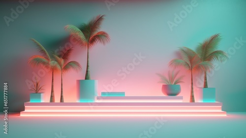 Gentle neon abstract tropical composition © Olmyntay
