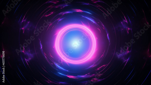 A Neon Pink and Blue Swirling Circular Backdrop