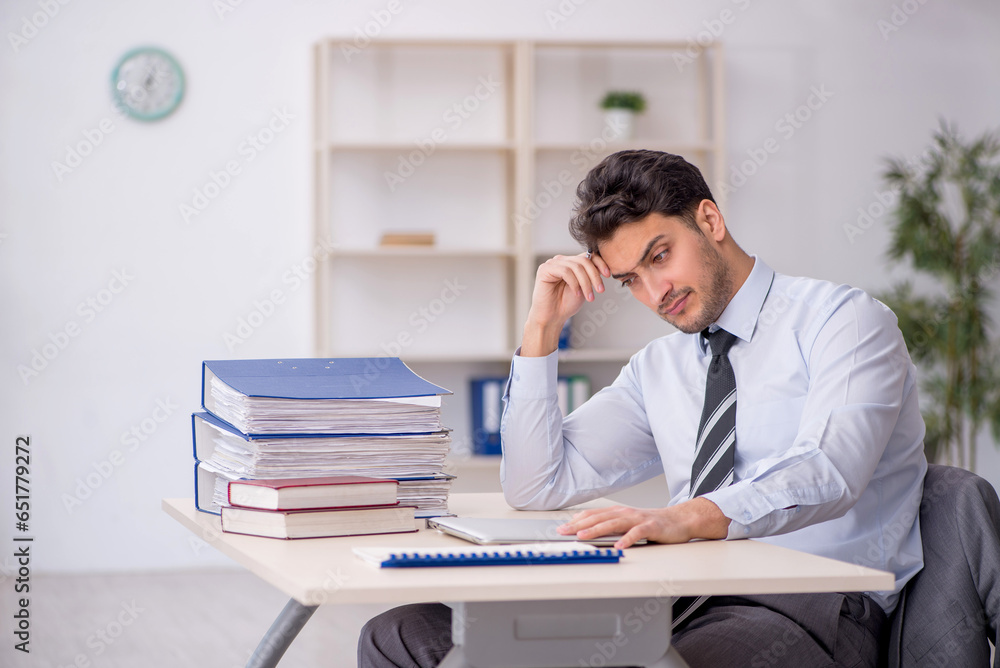 Young male employee working in the office Young male employee working in the office