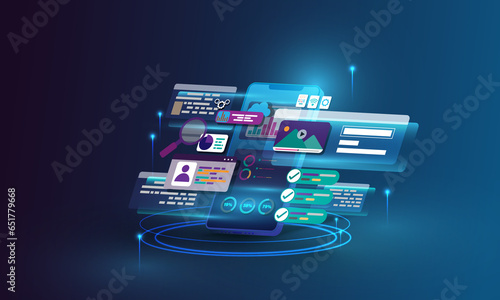 Abstract technology background, mobile web design concept, data analysis graph