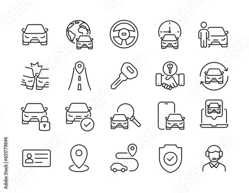 Car rent thin line icons. Editable stroke. For website marketing design, logo, app, template, ui, etc. Vector illustration.