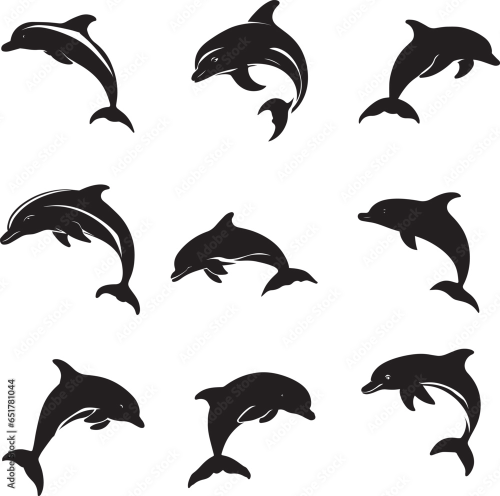 Fototapeta premium Dolphin on the water vector silhouette
