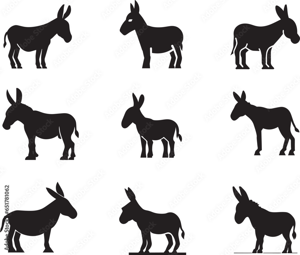 Donkey Vector silhouette Illustration black color