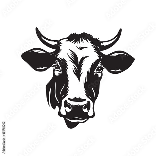 cow head logo silhouette vector