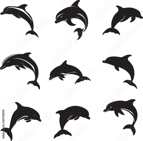 Dolphin on the water  vector silhouette