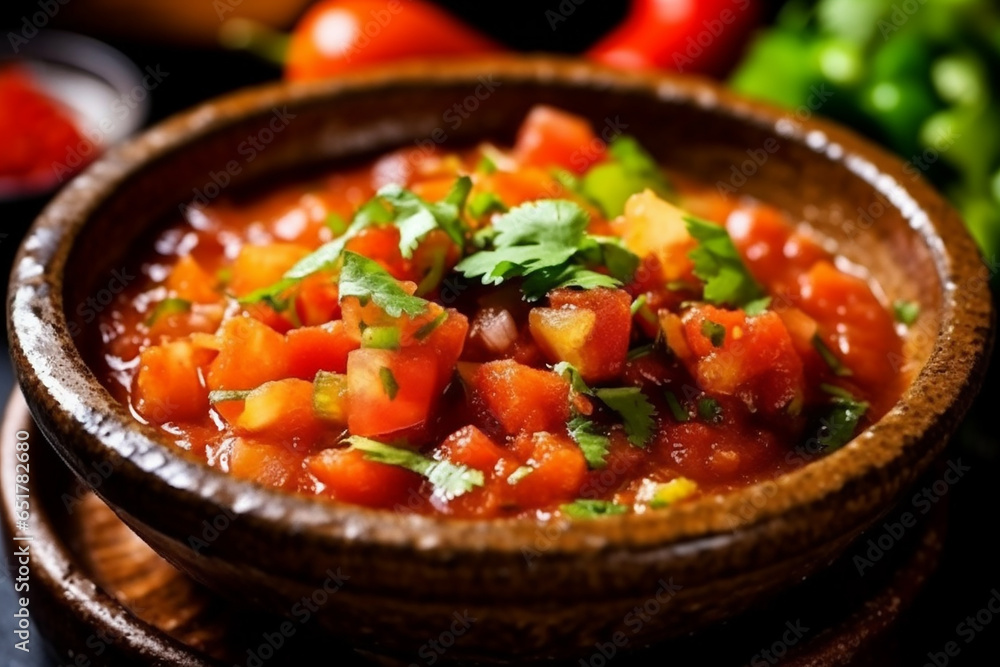 Ai generate A bowl of spicy and tangy salsa with freshly Ai generate A bowl of spicy and tangy salsa with freshly